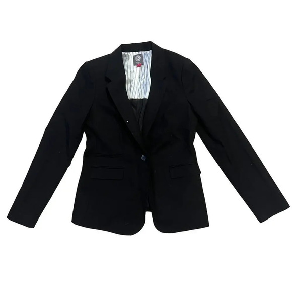 Vince Camuto Women's‎ Black Wool Blazer Size 6 Business One-Button Notch Lapel - Picture 1 of 4